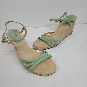 Ann Taylor Loft Womens Wedge Buckle Strap Sandals Platform Sz 8.5 M Preppy Comfy